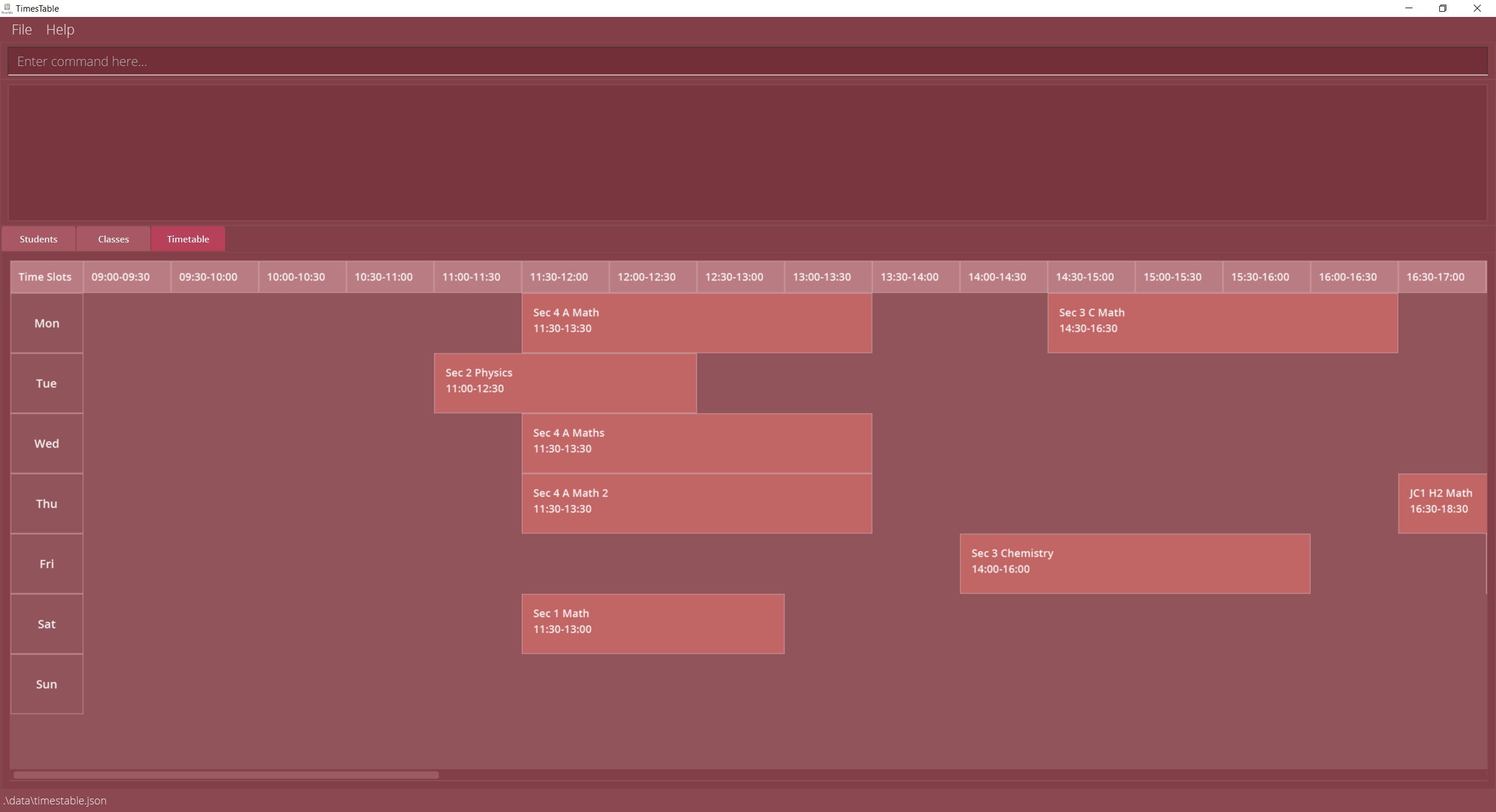 Timetable